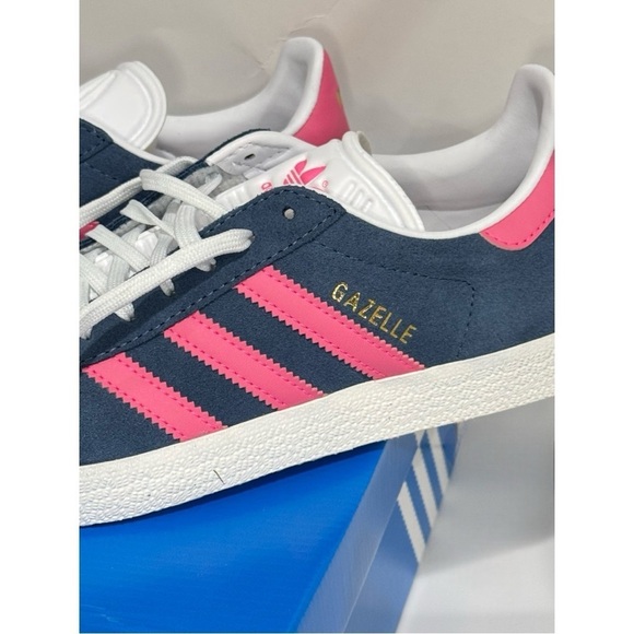 Adidas Gazelle "Ink Lucid Pink" Navy Blue with Pink Suede Sneakers size 6.5 NEW - Picture 9 of 16